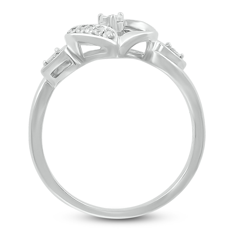 Diamond Heart Ring 1/20 ct tw Round Sterling Silver