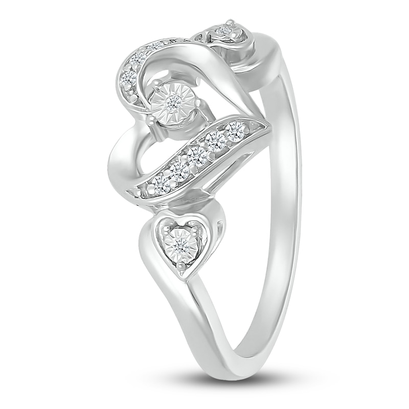 Diamond Heart Ring 1/20 ct tw Round Sterling Silver