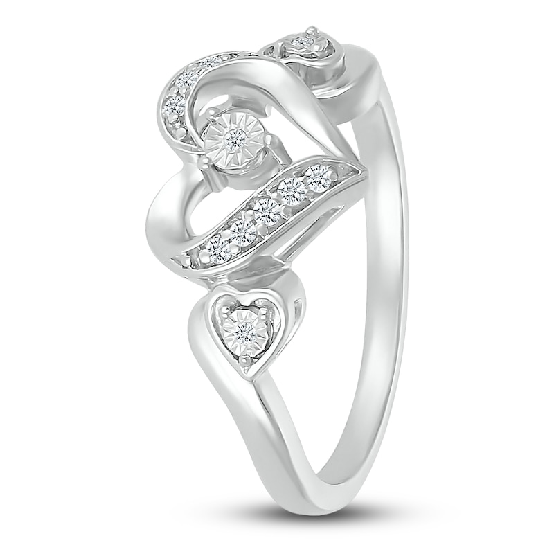Main Image 4 of Diamond Heart Ring 1/20 ct tw Round Sterling Silver