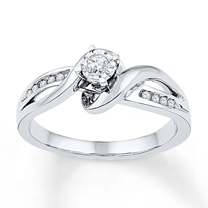 Diamond Promise Ring 1/8 ct tw Round Sterling Silver