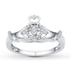 Claddagh Ring 1/10 ct tw Diamonds Sterling Silver