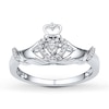 Thumbnail Image 1 of Claddagh Ring 1/10 ct tw Diamonds Sterling Silver