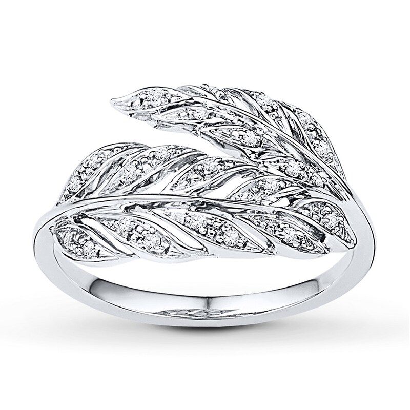 Leaf Ring 1/10 ct tw Diamonds Sterling Silver