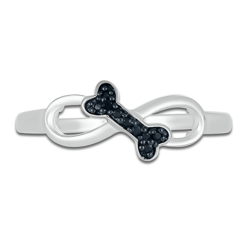 Bone Infinity Ring 1/20 ct tw Black Diamonds Sterling Silver