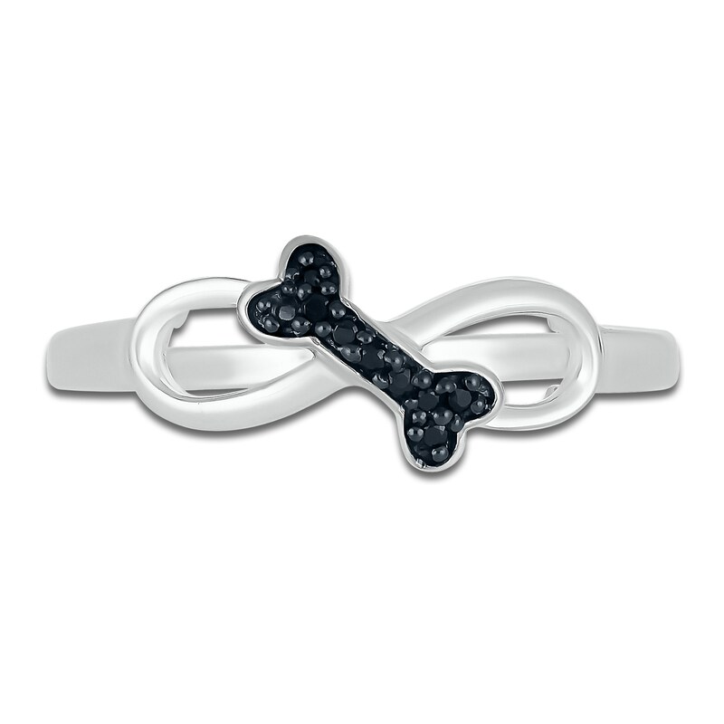 Main Image 2 of Bone Infinity Ring 1/20 ct tw Black Diamonds Sterling Silver