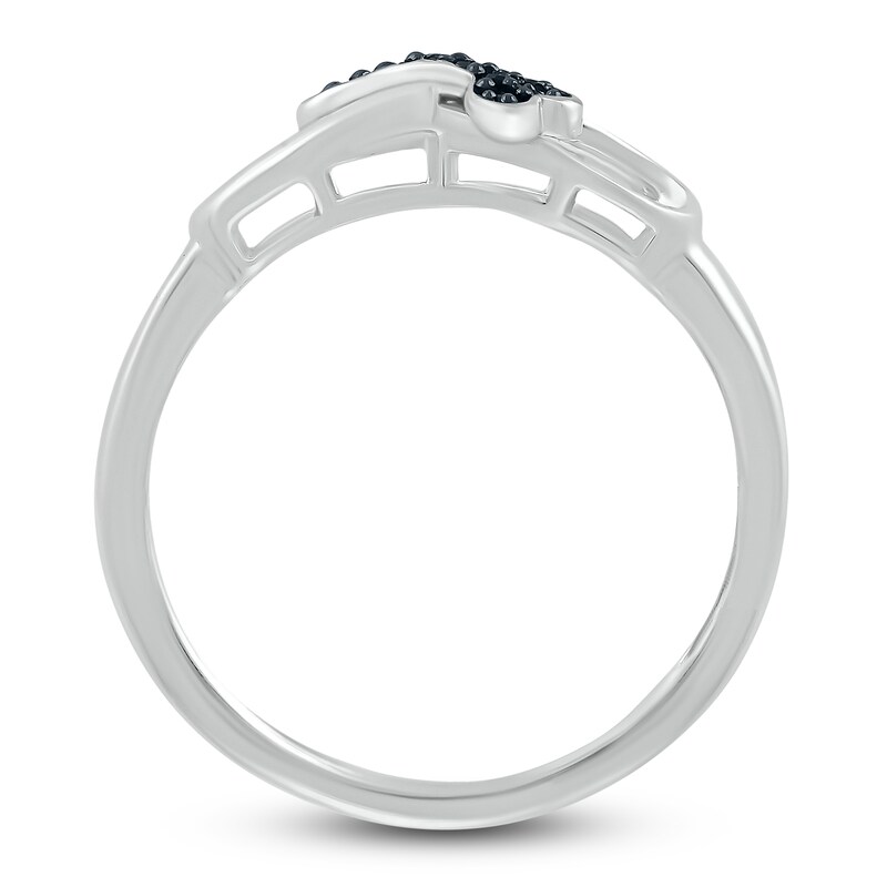 Main Image 3 of Bone Infinity Ring 1/20 ct tw Black Diamonds Sterling Silver
