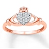 Diamond Claddagh Ring 1/10 ct tw Round-cut 10K Rose Gold