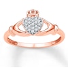 Thumbnail Image 1 of Diamond Claddagh Ring 1/10 ct tw Round 10K Rose Gold