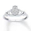 Diamond Claddagh Ring 1/10 ct tw Round-cut 10K White Gold