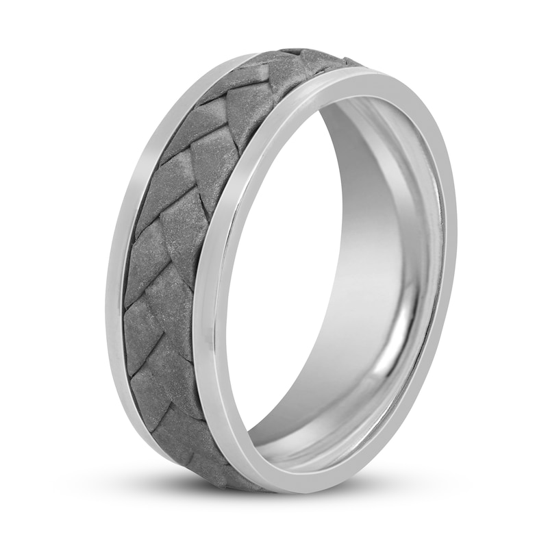Main Image 2 of Men's Sandblasted Wedding Band 14K White Gold 7mm