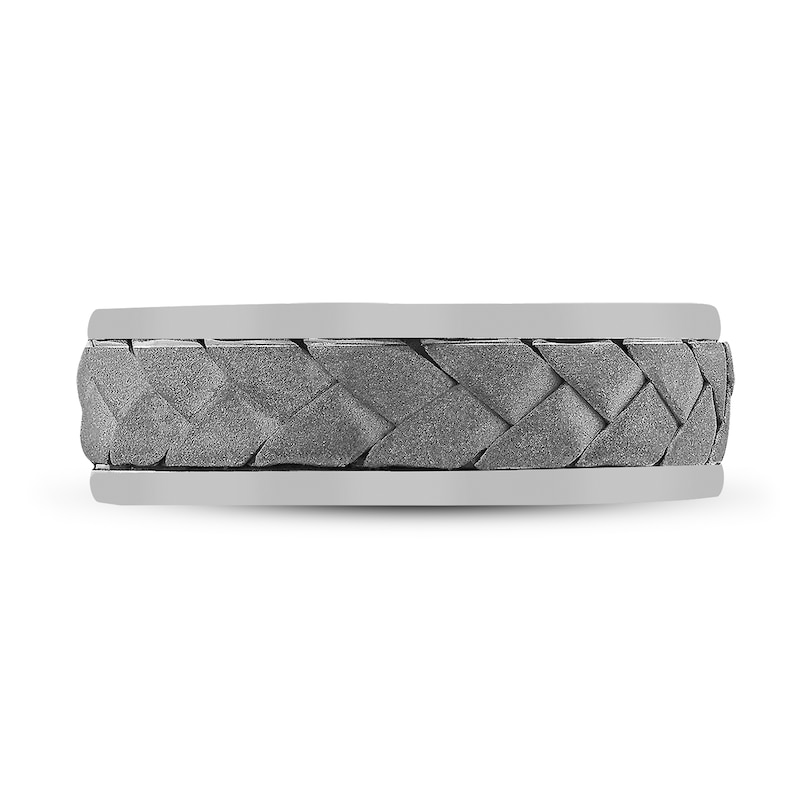 Main Image 3 of Men's Sandblasted Wedding Band 14K White Gold 7mm