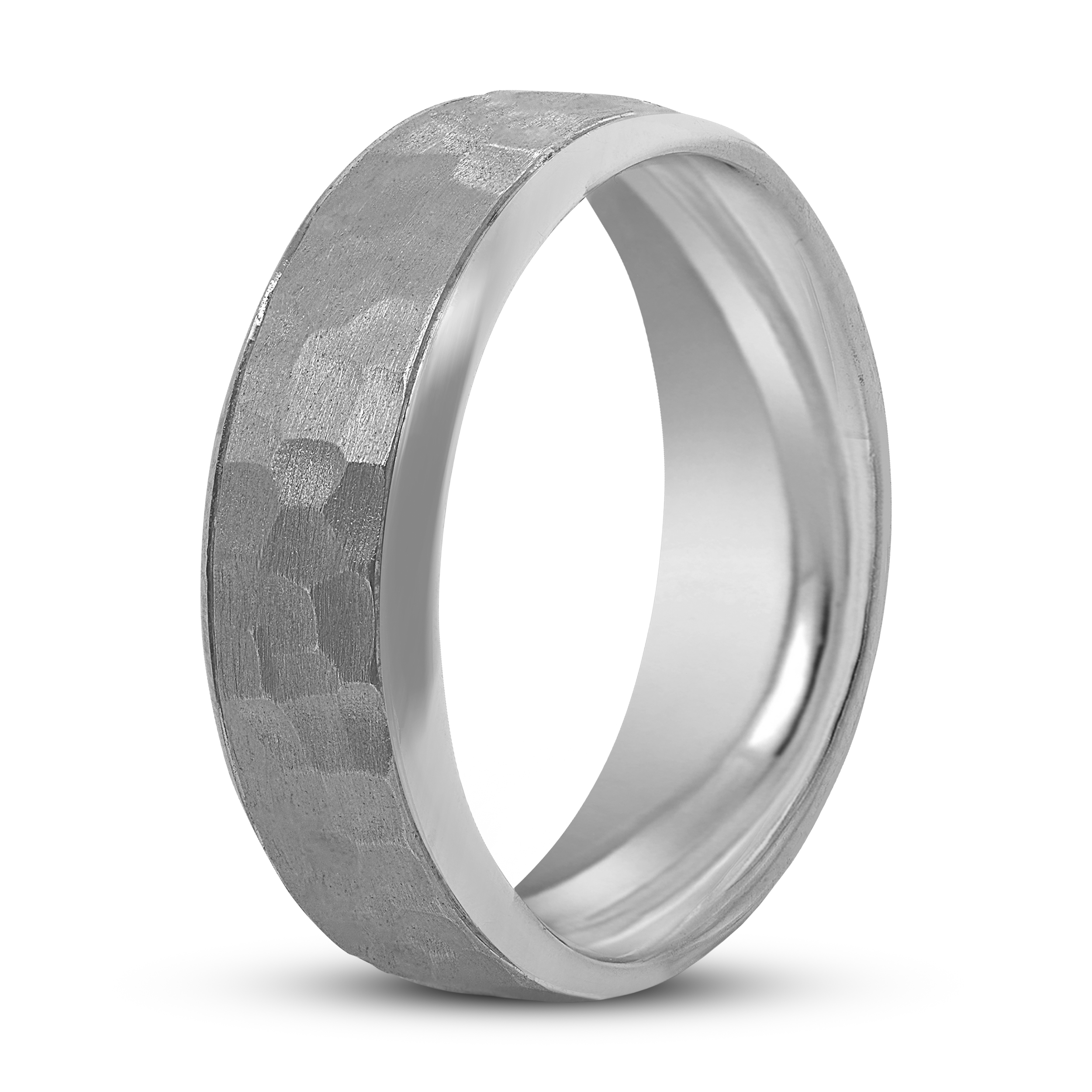 Men's Beveled Wedding Band 14K White Gold 7mm