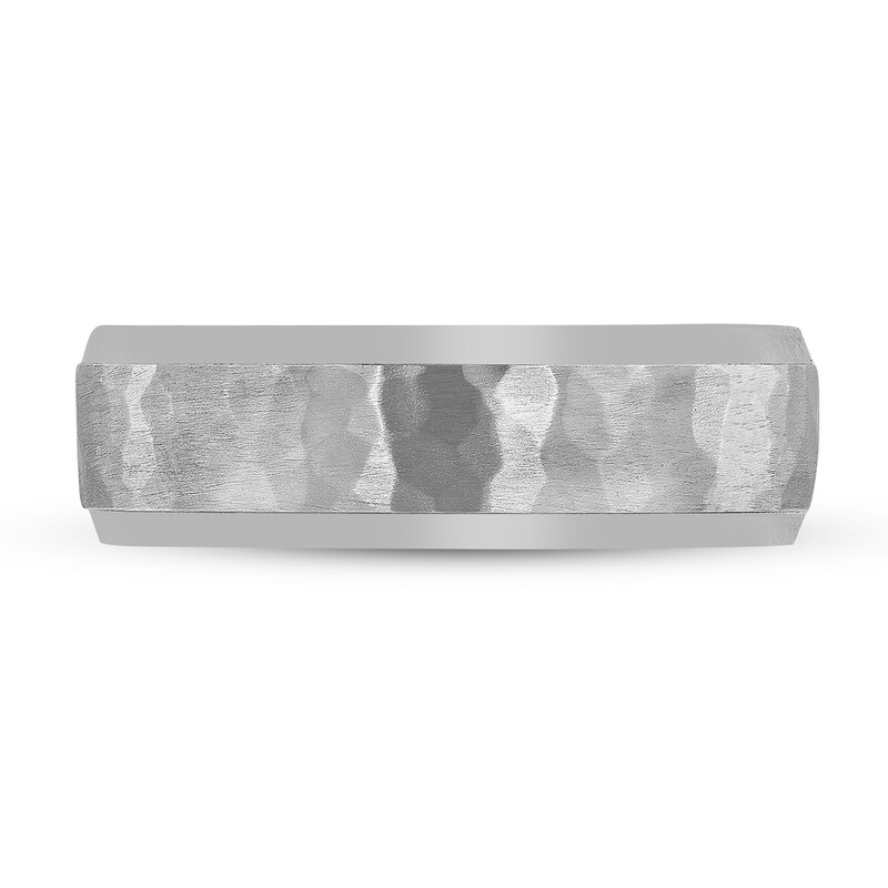 Men's Beveled Wedding Band 14K White Gold 7mm