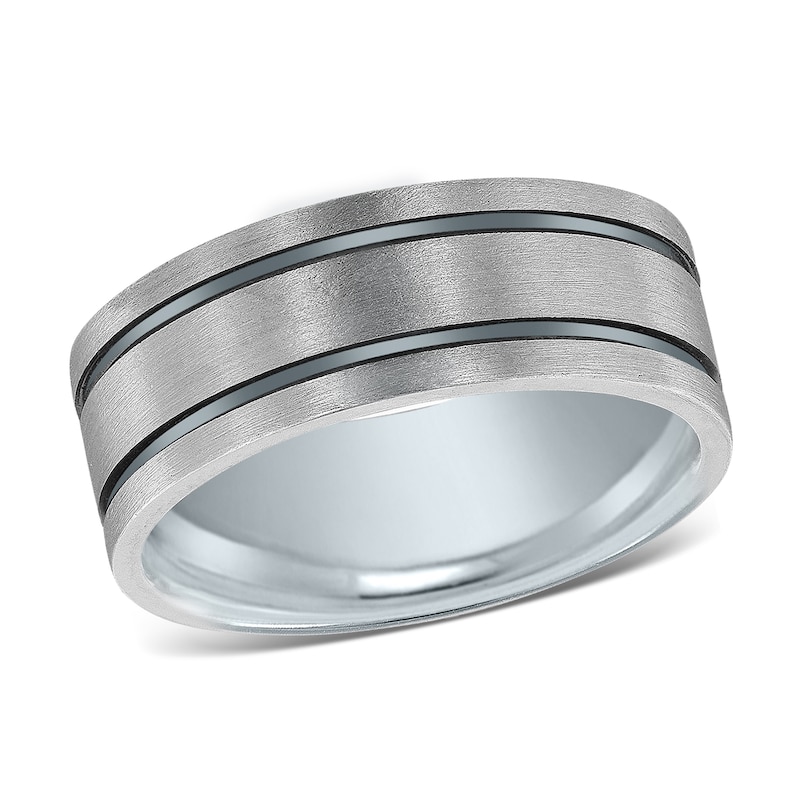 Main Image 1 of Men's Matte Wedding Band 14K White Gold 8mm