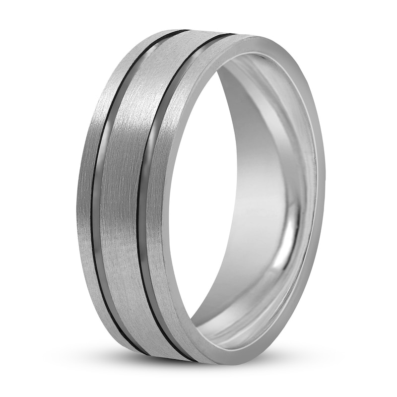 Main Image 2 of Men's Matte Wedding Band 14K White Gold 8mm