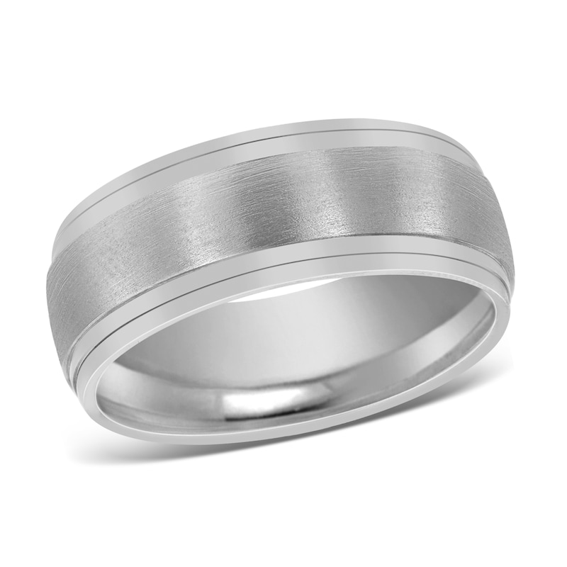 Main Image 1 of Men's Frosted Wedding Band 14K White Gold 8mm