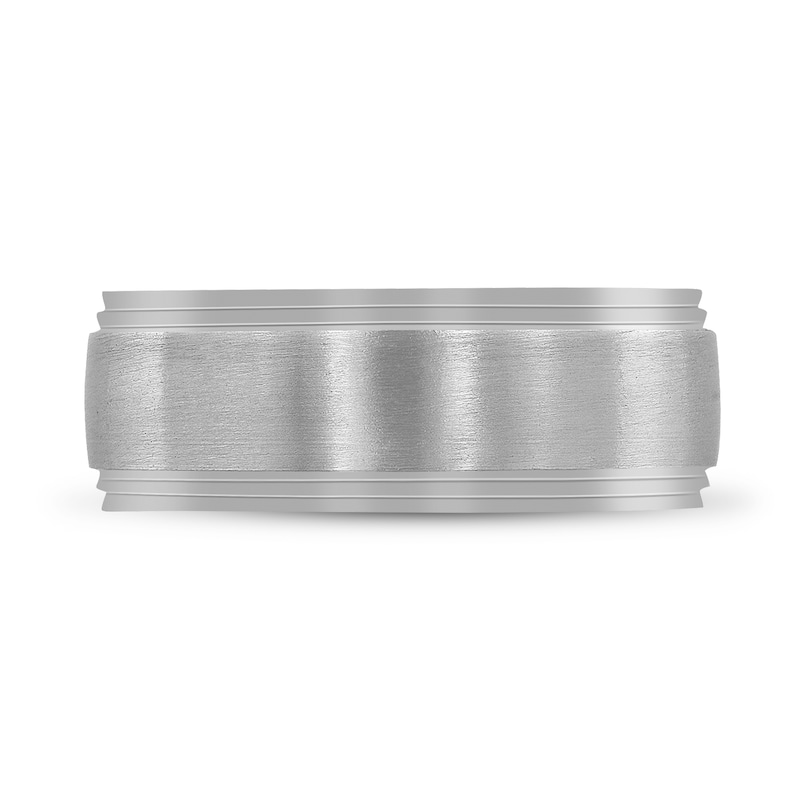 Main Image 3 of Men's Frosted Wedding Band 14K White Gold 8mm
