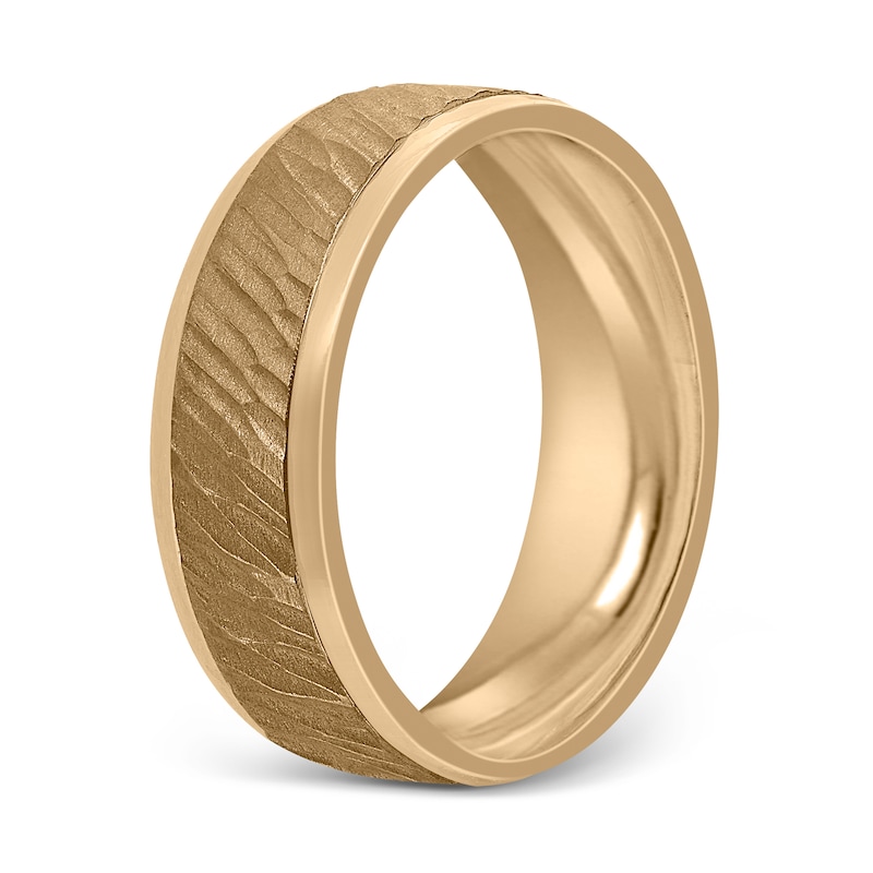 Main Image 2 of Men's Hammered Wedding Band 14K Yellow Gold 7mm