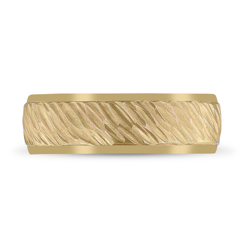 Main Image 3 of Men's Hammered Wedding Band 14K Yellow Gold 7mm