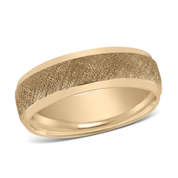 Men's Textured Wedding Band 14K Yellow Gold 7mm