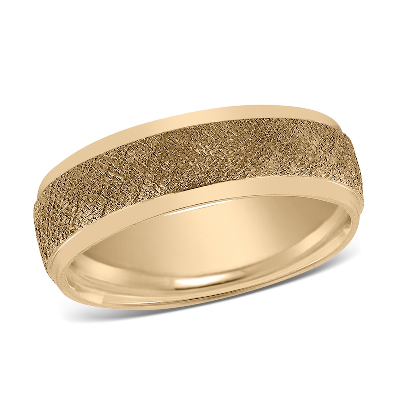 Main Image 1 of Men's Textured Wedding Band 14K Yellow Gold 7mm