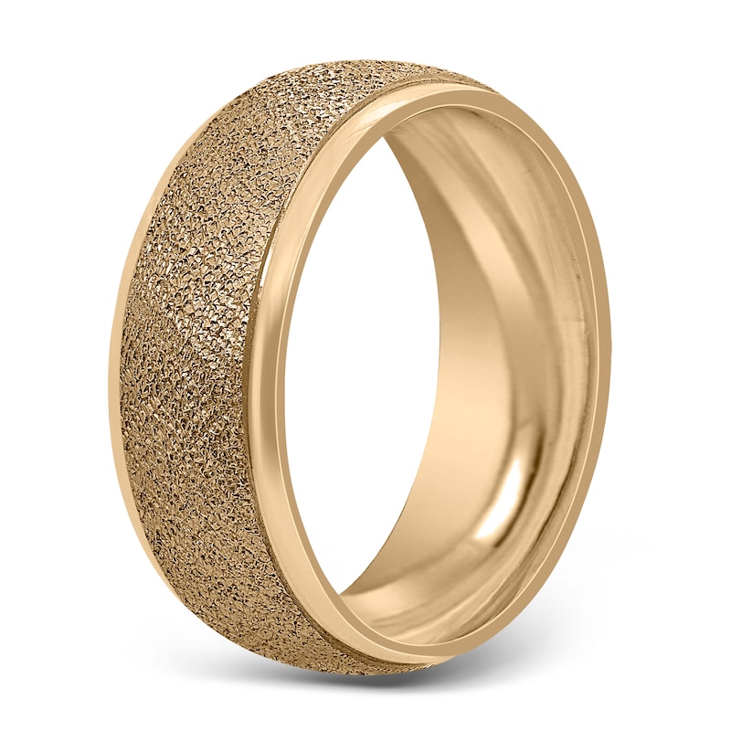 Main Image 2 of Men's Textured Wedding Band 14K Yellow Gold 7mm
