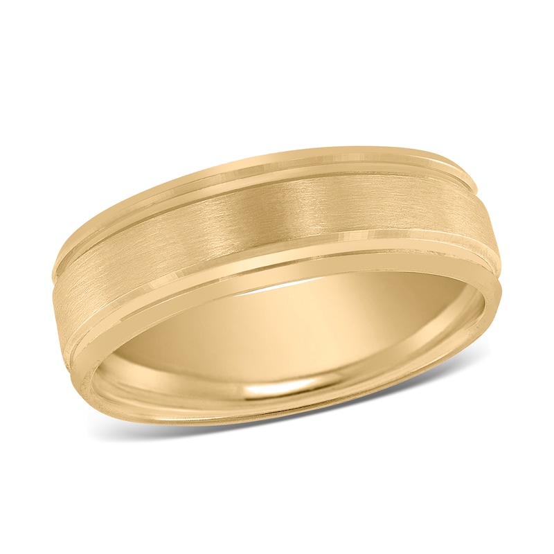 Main Image 1 of Men's Beveled Wedding Band 14K Yellow Gold 7mm