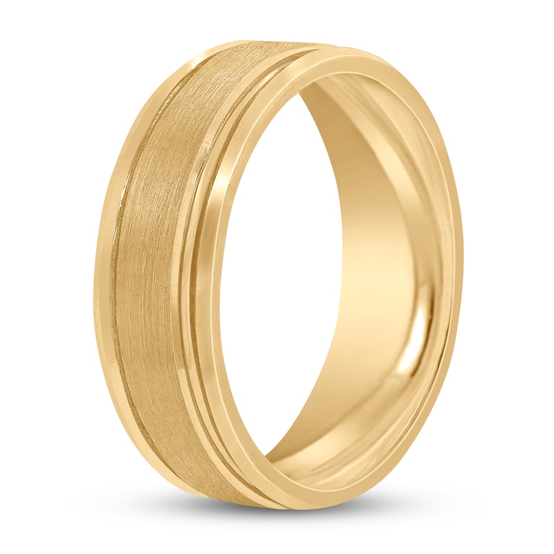 Main Image 2 of Men's Beveled Wedding Band 14K Yellow Gold 7mm