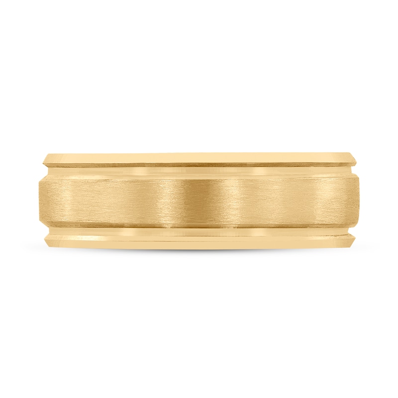 Main Image 3 of Men's Beveled Wedding Band 14K Yellow Gold 7mm