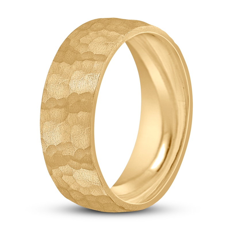 Main Image 2 of Men's Hammered Wedding Band 14K Yellow Gold 7mm