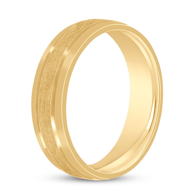 Men's Brushed Wedding Band 14K Yellow Gold 6mm