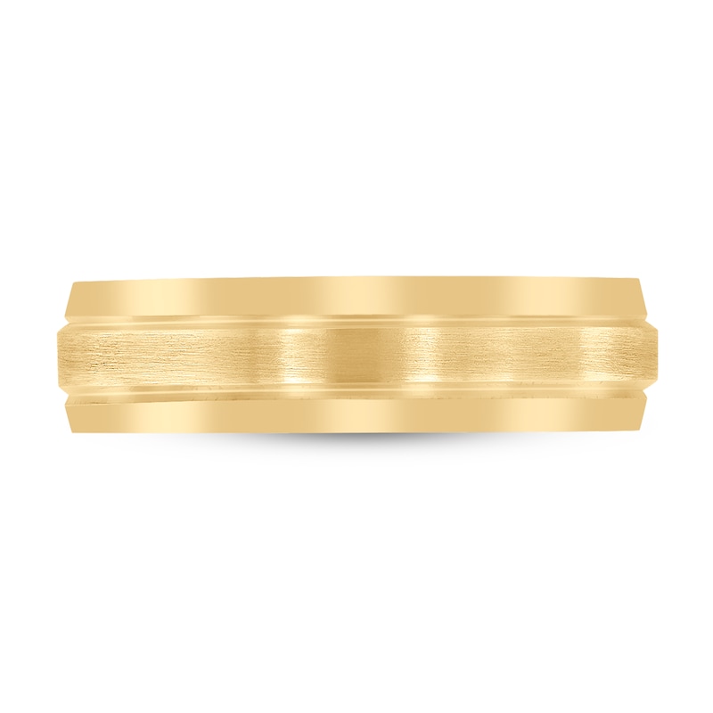 Men's Brushed Wedding Band 14K Yellow Gold 6mm