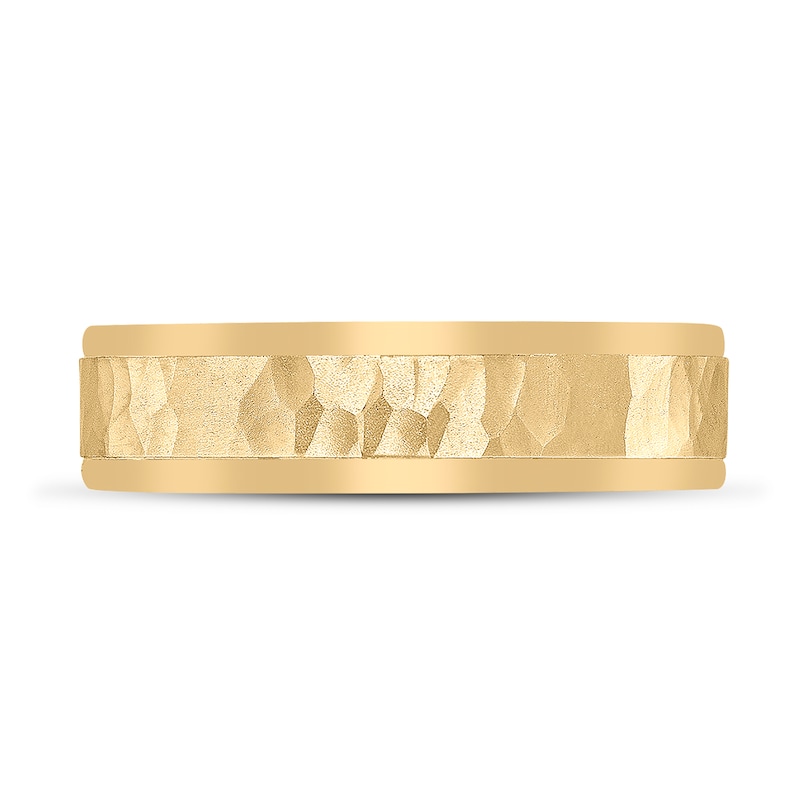 Main Image 3 of Men's Hammered Wedding Band 14K Yellow Gold 6mm