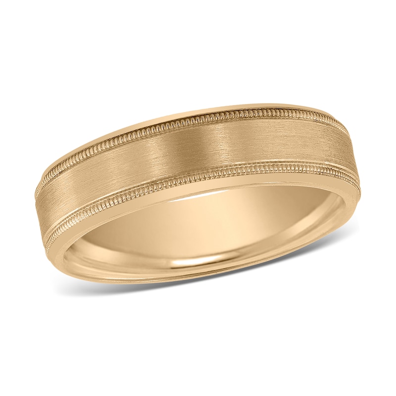 Main Image 1 of Men's Beveled Wedding Band 14K Yellow Gold 6mm