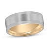 Thumbnail Image 1 of Men's Frosted Wedding Band 14K Two-Tone Gold 6mm
