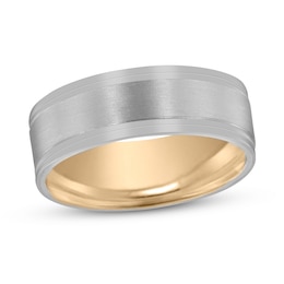 Men's Frosted Wedding Band 14K Two-Tone Gold 6mm