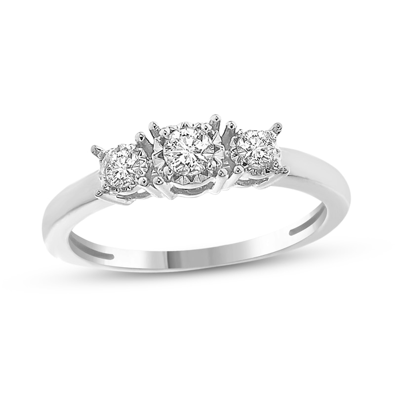 Diamond 3-Stone Promise Ring 1/4 ct tw Round 10K White Gold