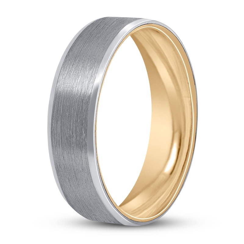 Main Image 2 of Men's Frosted Wedding Band 14K Two-Tone Gold 5mm