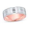 Thumbnail Image 0 of Men's Frosted Wedding Band 14K Two-Tone Gold 6mm