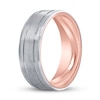 Thumbnail Image 1 of Men's Frosted Wedding Band 14K Two-Tone Gold 6mm