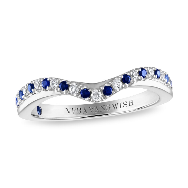 Vera Wang WISH Sapphire/Diamond Wedding Band 1/10 ct tw 14K White Gold