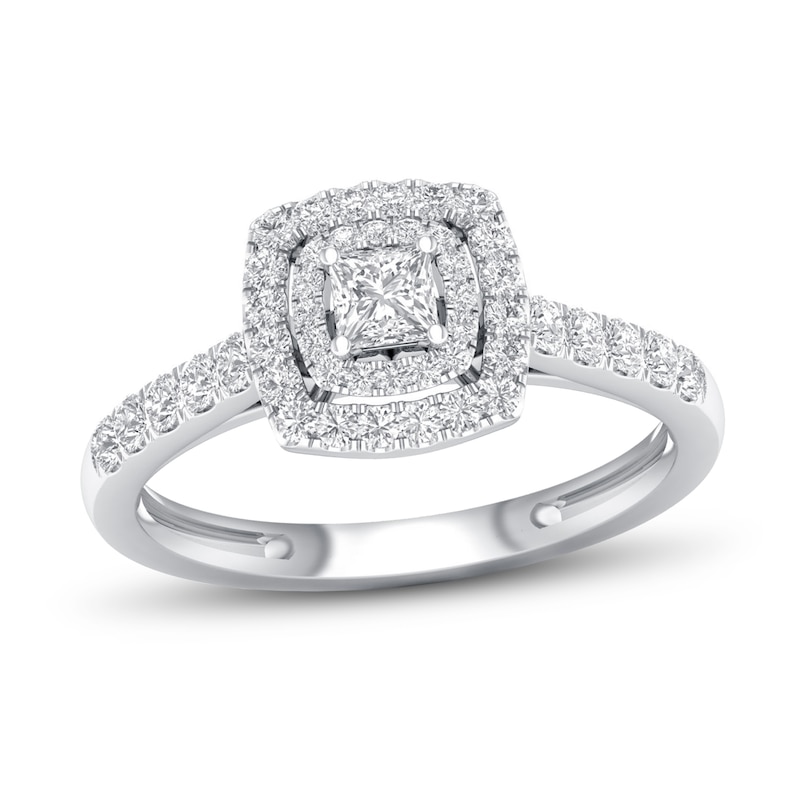 Diamond Promise Ring 1/2 ct tw Princess/Round10K White Gold