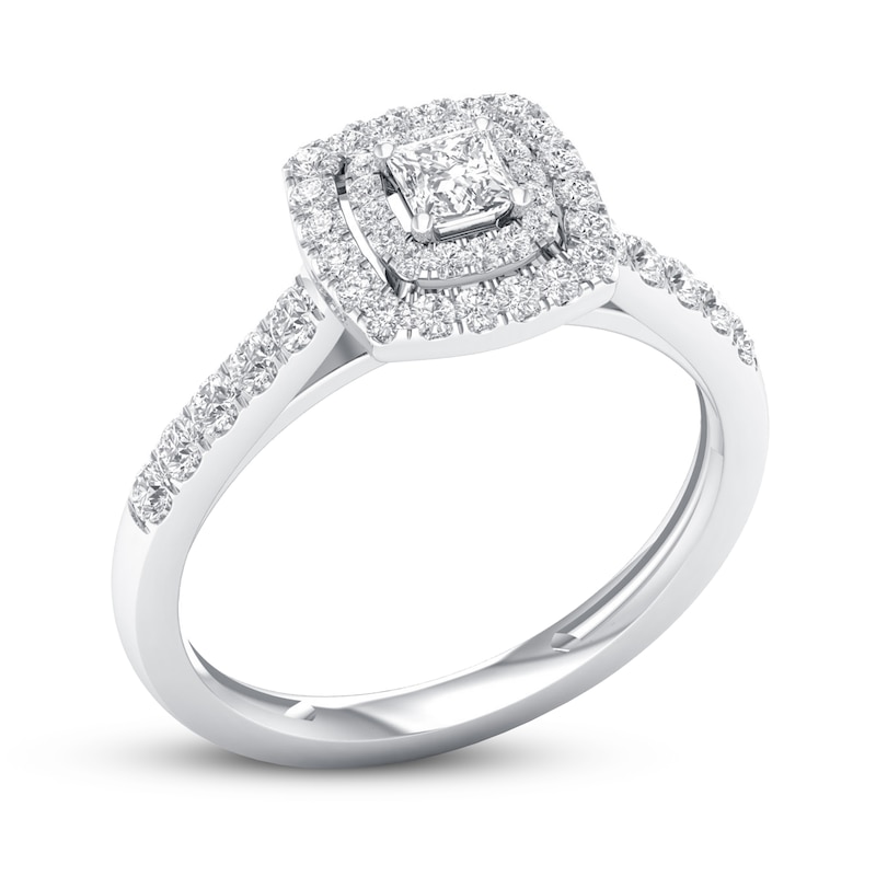 Diamond Promise Ring 1/2 ct tw Princess/Round10K White Gold