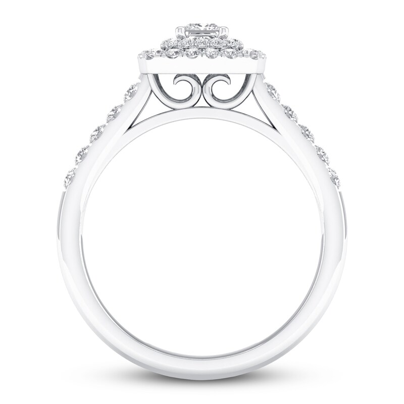 Diamond Promise Ring 1/2 ct tw Princess/Round10K White Gold