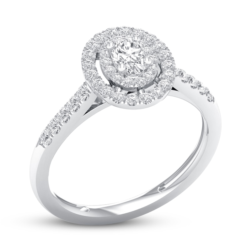 Diamond Promise Ring 1/2 ct tw Oval/Round 10K White Gold