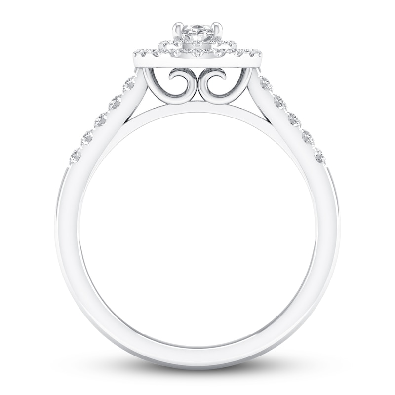 Diamond Promise Ring 1/2 ct tw Oval/Round 10K White Gold