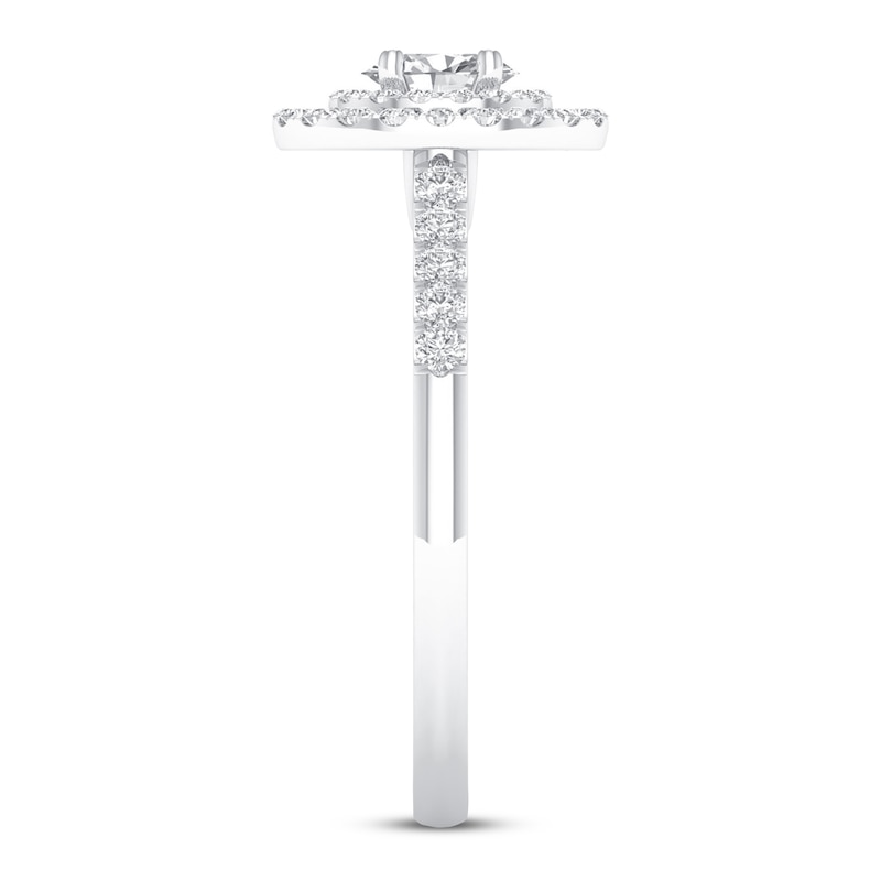 Main Image 4 of Diamond Promise Ring 1/2 ct tw Oval/Round 10K White Gold