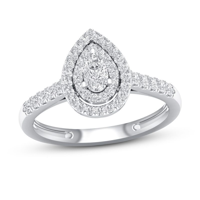 Diamond Promise Ring 1/2 ct tw 10K White Gold with 360