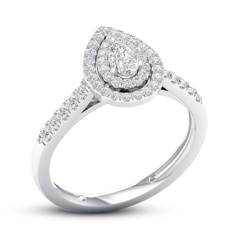 Main Image 2 of Diamond Promise Ring 1/2 ct tw Pear/Round 10K White Gold