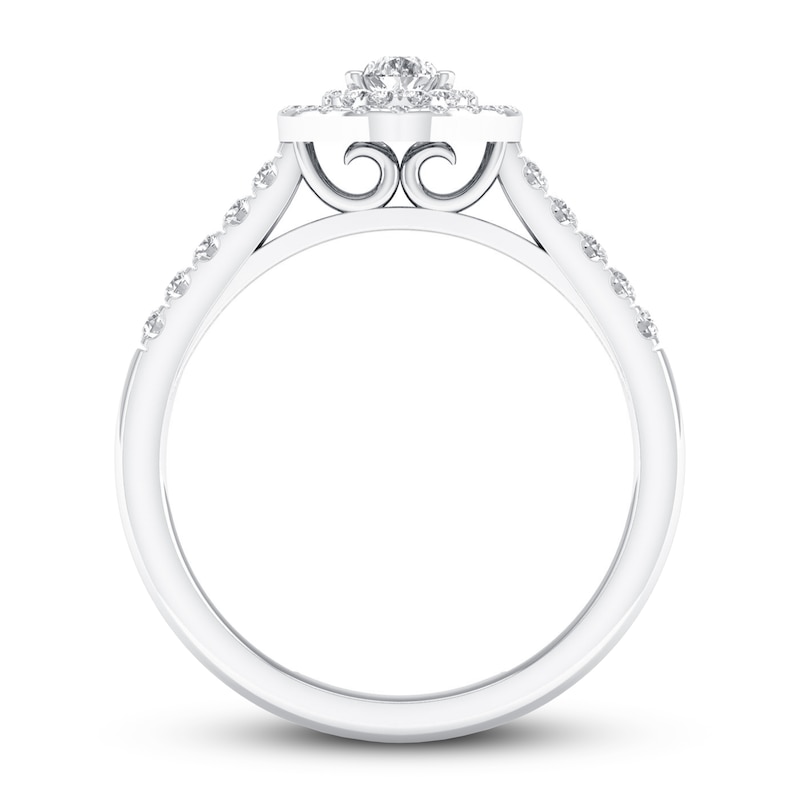 Main Image 3 of Diamond Promise Ring 1/2 ct tw Pear/Round 10K White Gold